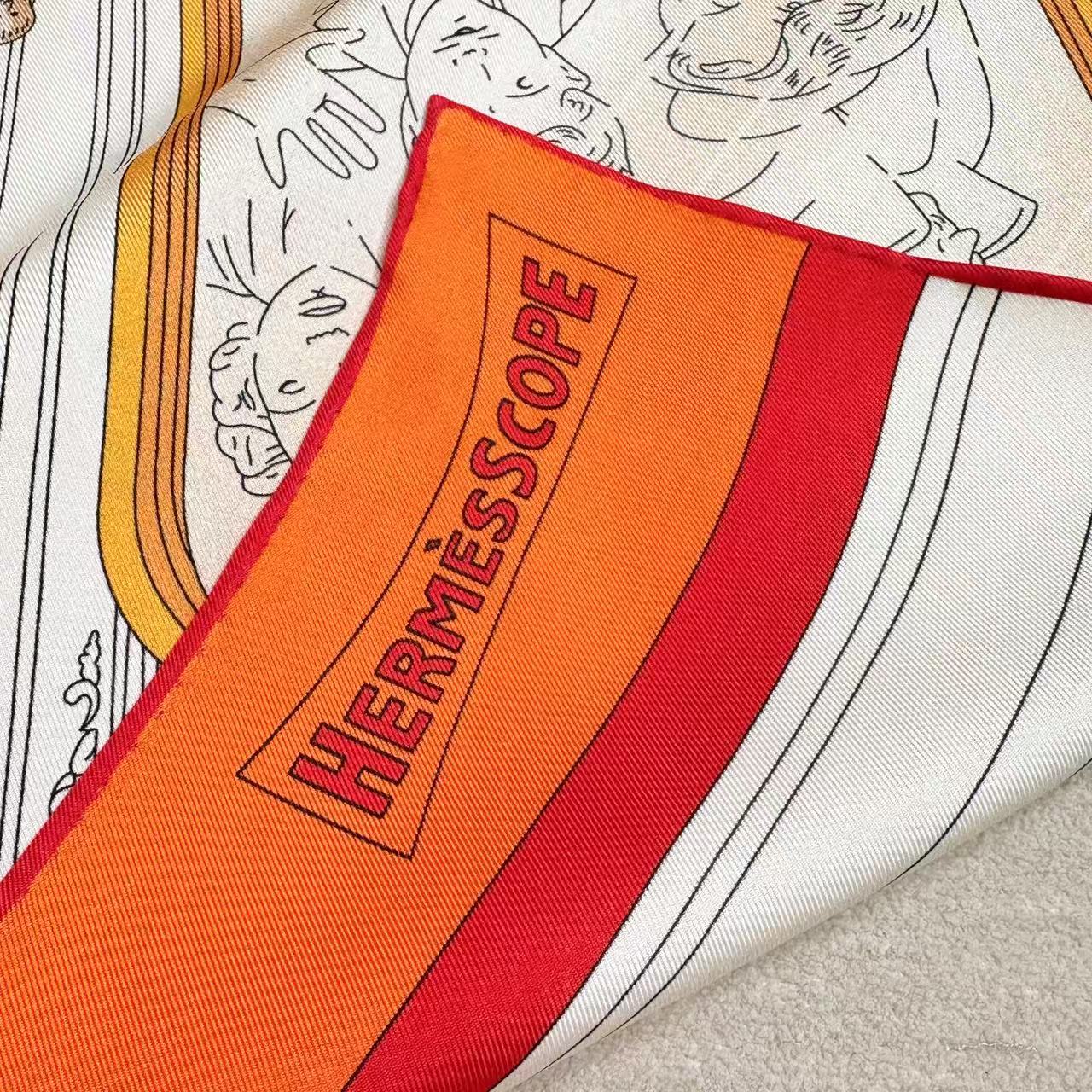 24号之谜”90方巾-Hermes  18mm顶级真丝双面同色印花