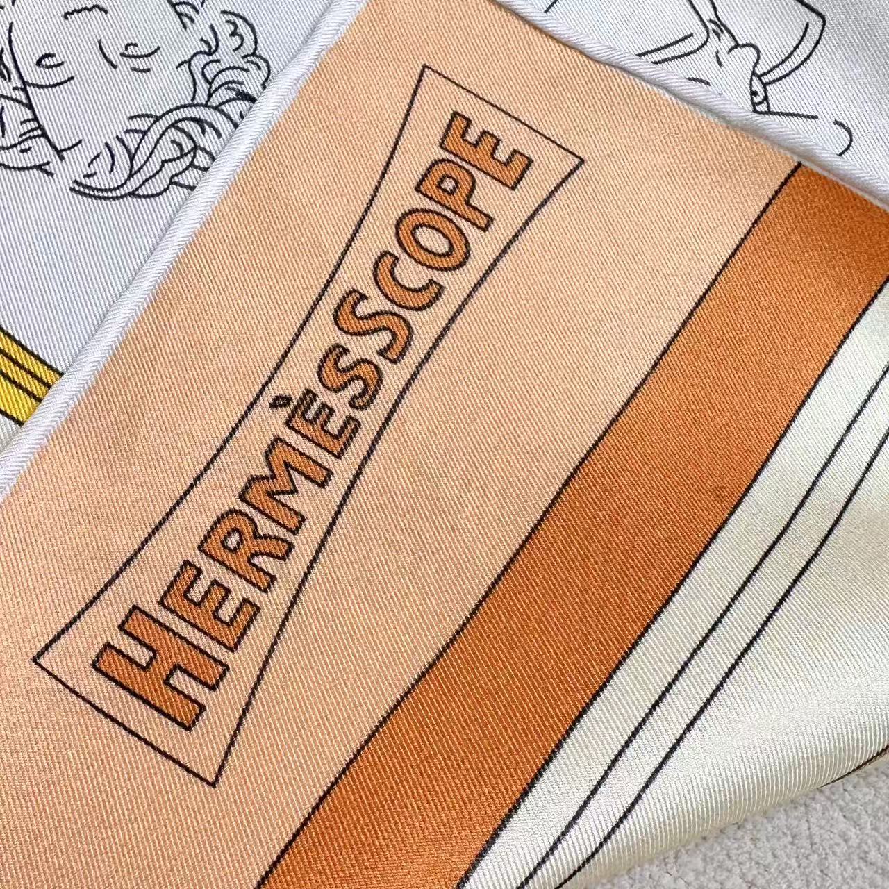 24号之谜”90方巾-Hermes  18mm顶级真丝双面同色印花