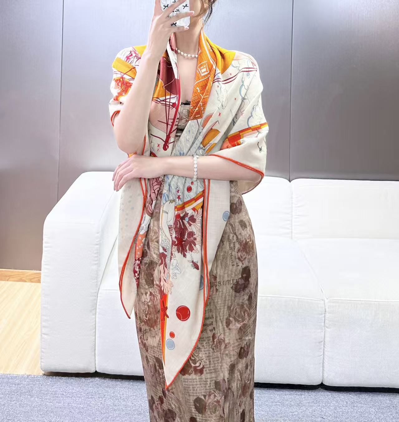 🆕    “爱马仕旗舰” 新款💕 140丝绒方巾双面同色（专柜同步Hermes爱马仕）‼️抢‼️VI🆕 P推荐 ‼️下手