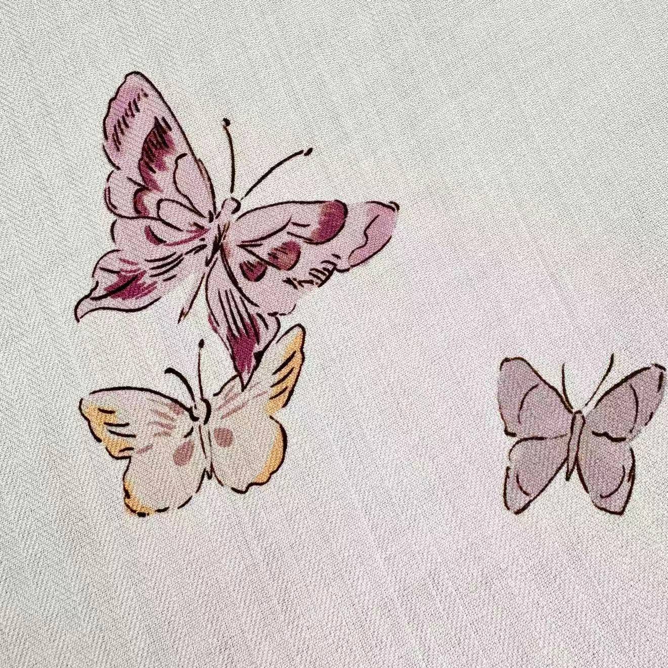 ❤Dior 印花丝毛披肩 140厘米天蓝色丝绒面料 Butterflies & Iris 图案 这款方巾饰以 Butte