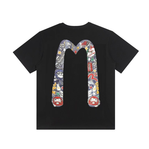 EVISU Japanese Graphic Print Crew Neck Short Sleeve T-Shirt, Black/White 1 EVISU Japanese Graphic Print Crew Neck Short Sleeve T-Shirt, Black/White