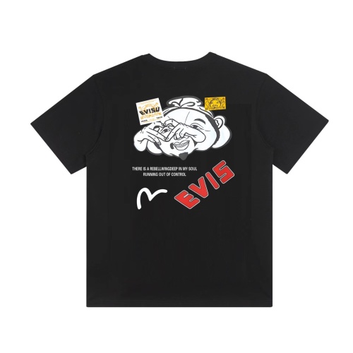EVISU Men's Black Cotton T-Shirt with Godhead Print - Streetwear Fashion