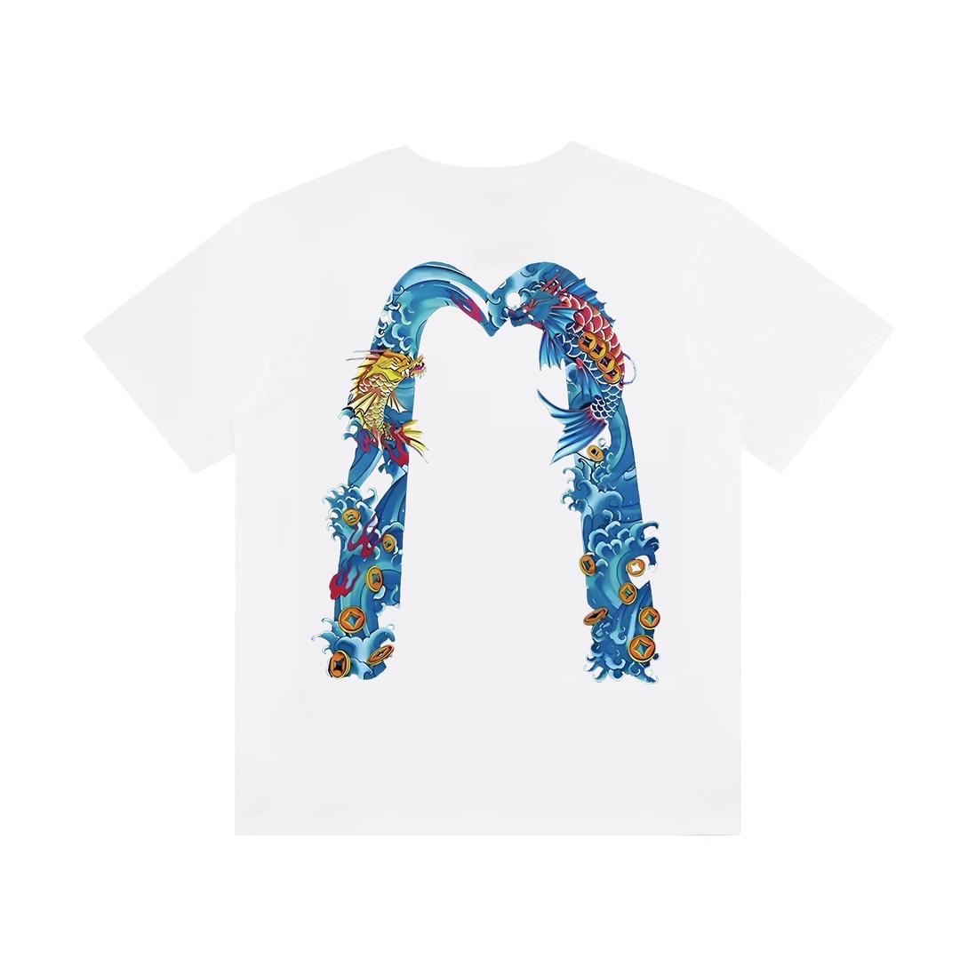 💰128💰MDL N006 EVISU SHORT-SLEEVE T-SHIRTS 💰 32 T-SHIRTS 💰 💰 COLOUR: BLACK, WHITE RULER: S-XL - 图片 2