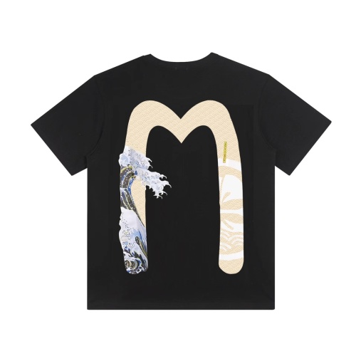 EVISU Wave Logo Print Cotton T-Shirt Short Sleeve for Men