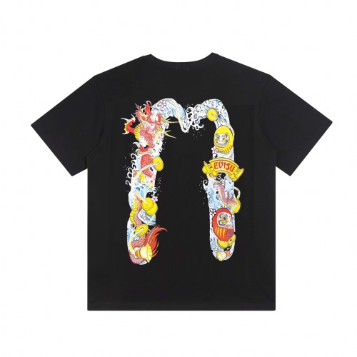 EVISU Dragon Print Cotton T-Shirt, Short Sleeve, Black and White Colors 1 EVISU Dragon Print Cotton T-Shirt, Short Sleeve, Black and White Colors