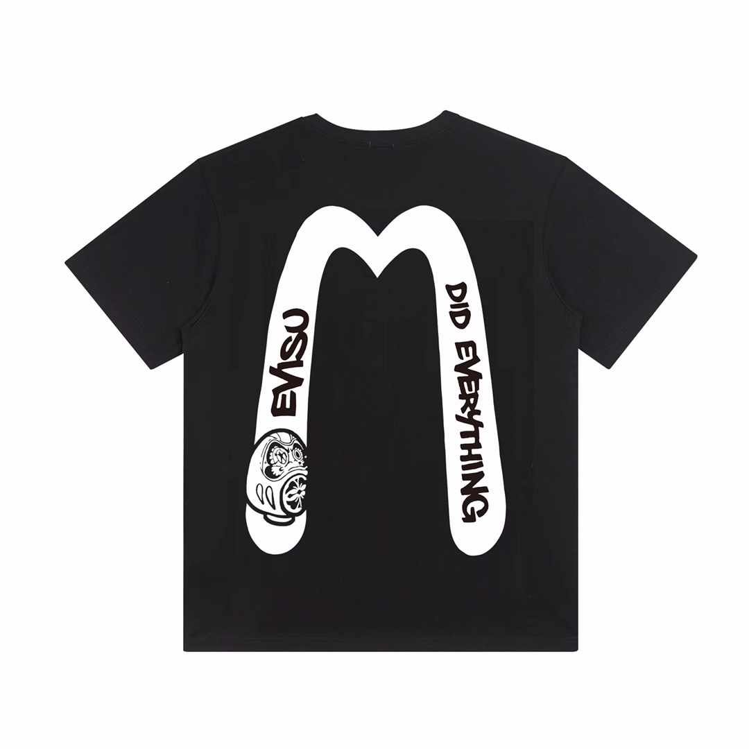 “MDL N004 EVISU Short-Sleeve T-Shirts in Black and White, Sizes S-XL” - 图片 3