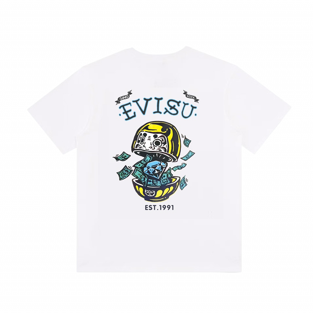 💰128💰MDL N005 EVISU SHORT-SLEEVE T-SHIRTS 💰 32 T-SHIRTS , 💰 COLOUR: BLACK, WHITE RULER: S-XL - 图片 3