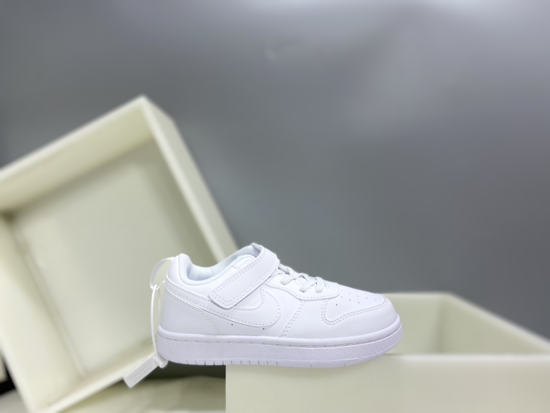 Nk Court BoroughLow 2（PSV) 2024秋季男女童魔术扣小白鞋休闲运动鞋板鞋防滑儿童鞋 24-37-选品中心