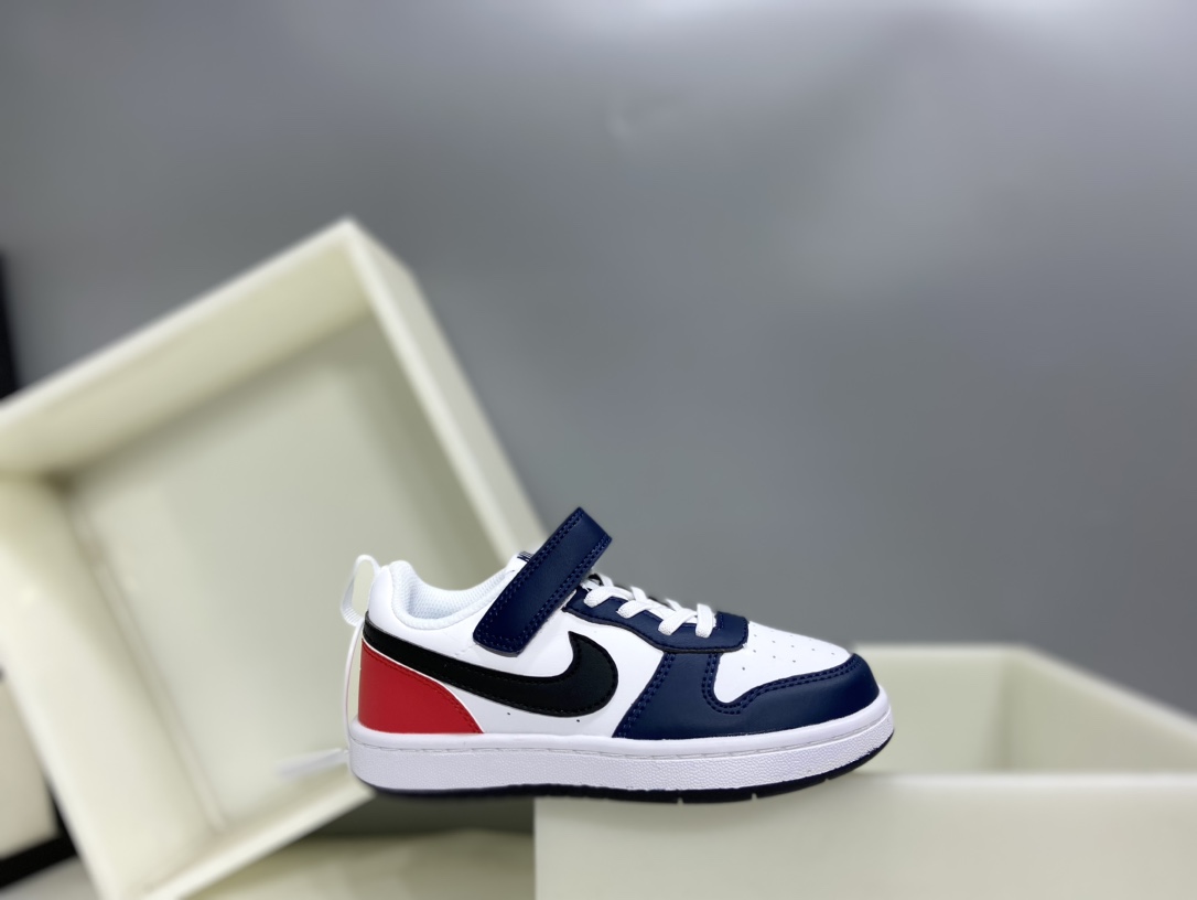 Nk Court BoroughLow 2（PSV) 2024秋季男女童魔术扣小白鞋休闲运动鞋板鞋防滑儿童鞋 24-37-选品中心