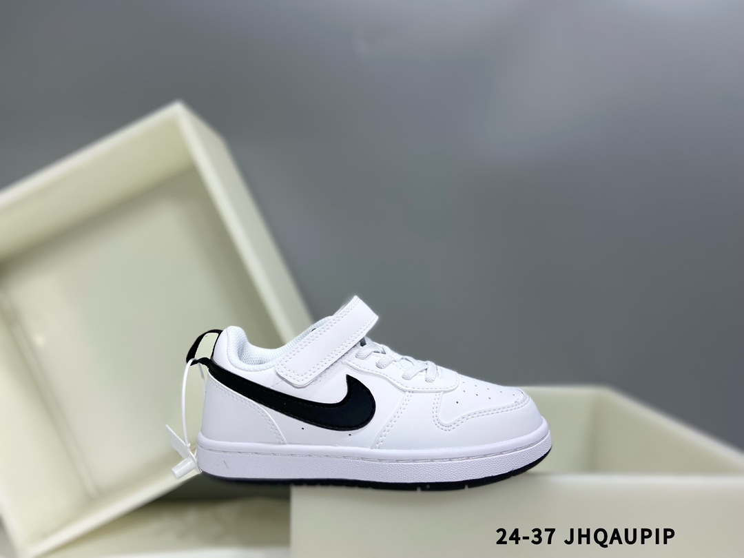 🈴集合图 Nk Court BoroughLow 2（PSV) 2024秋季男女童魔术扣小白鞋休闲运动鞋板鞋防滑儿童鞋 24-37-选品中心