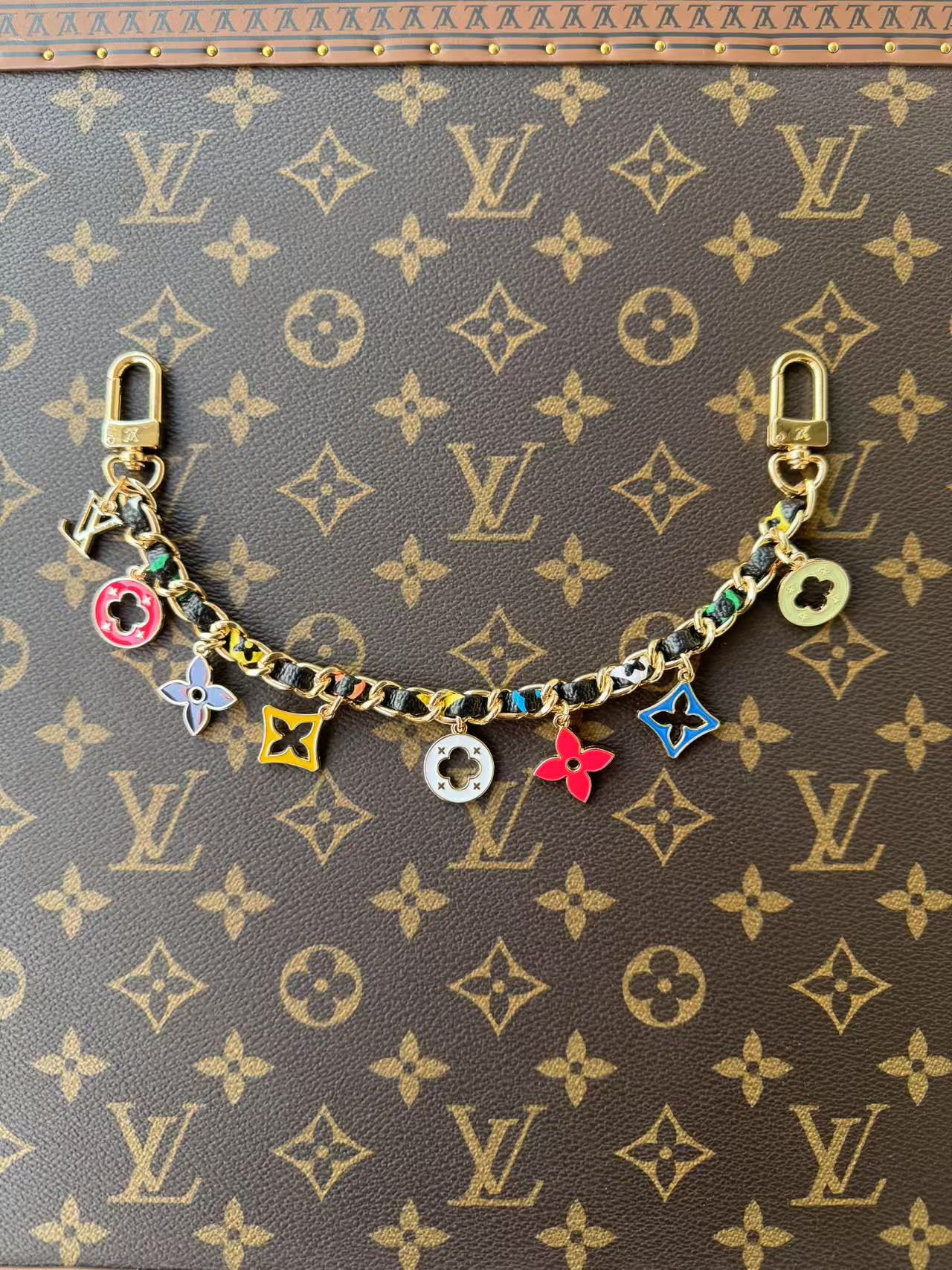 Leather keychain close up