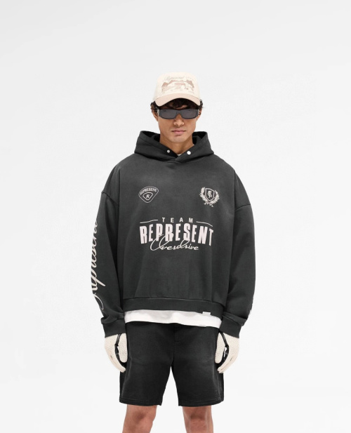 REPRESENT Men's Vintage Black Oversized Pullover Hoodie Streetwear 1 REPRESENT Men's Vintage Black Oversized Pullover Hoodie Streetwear
