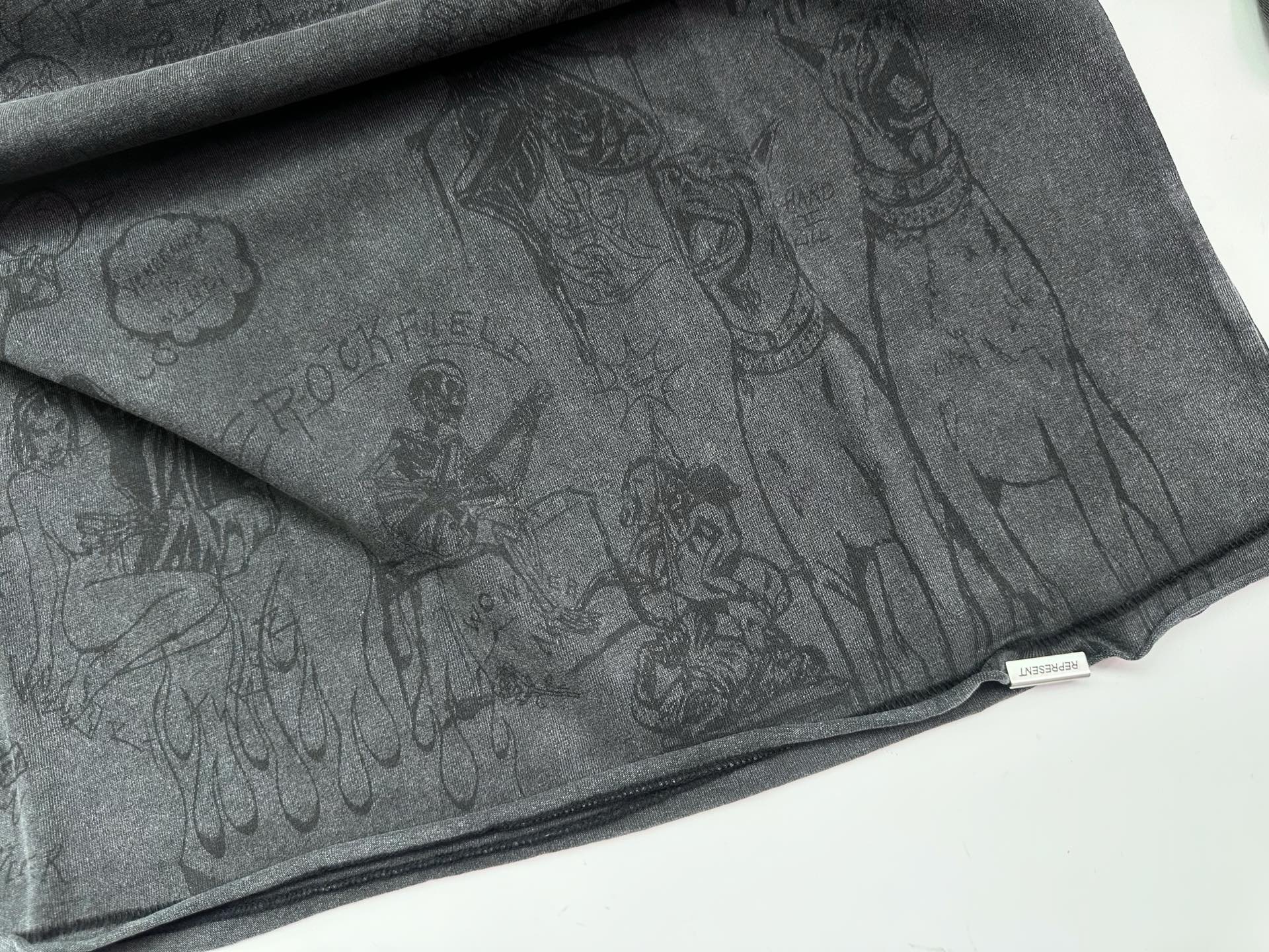 REPRESENT Graphic Print Long Sleeve T-Shirt, Washed Black, Streetwear 7 i1758719251591 8899 0 4