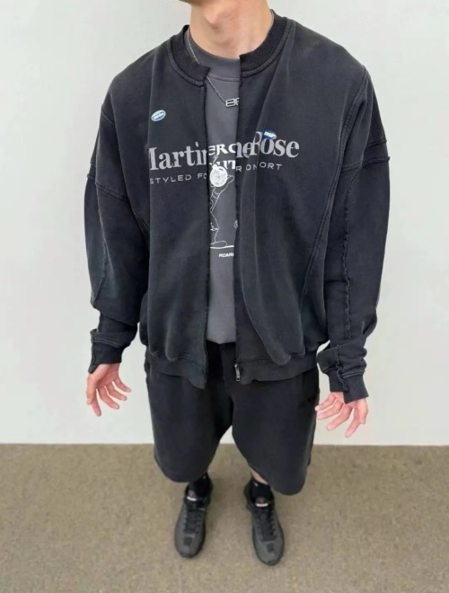 Pmartine Rose Irregular Patchwork Washed Double-Head Zip-Up Jacket 1 Pmartine Rose Irregular Patchwork Washed Double-Head Zip-Up Jacket