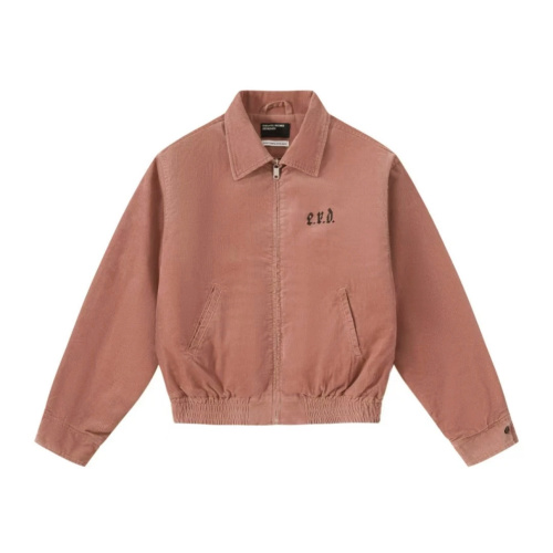 ERD Salmon Corduroy Jacket - Retro Short Design with Embroidered Details 1 ERD Salmon Corduroy Jacket - Retro Short Design with Embroidered Details