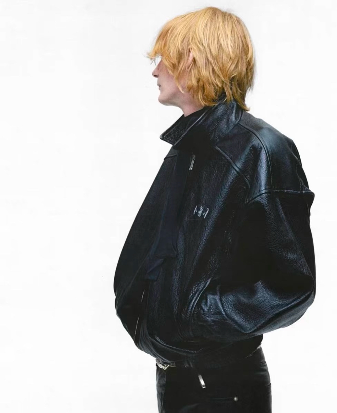 Enfants Riches Deprimes Black Leather Jacket with Embroidery Details