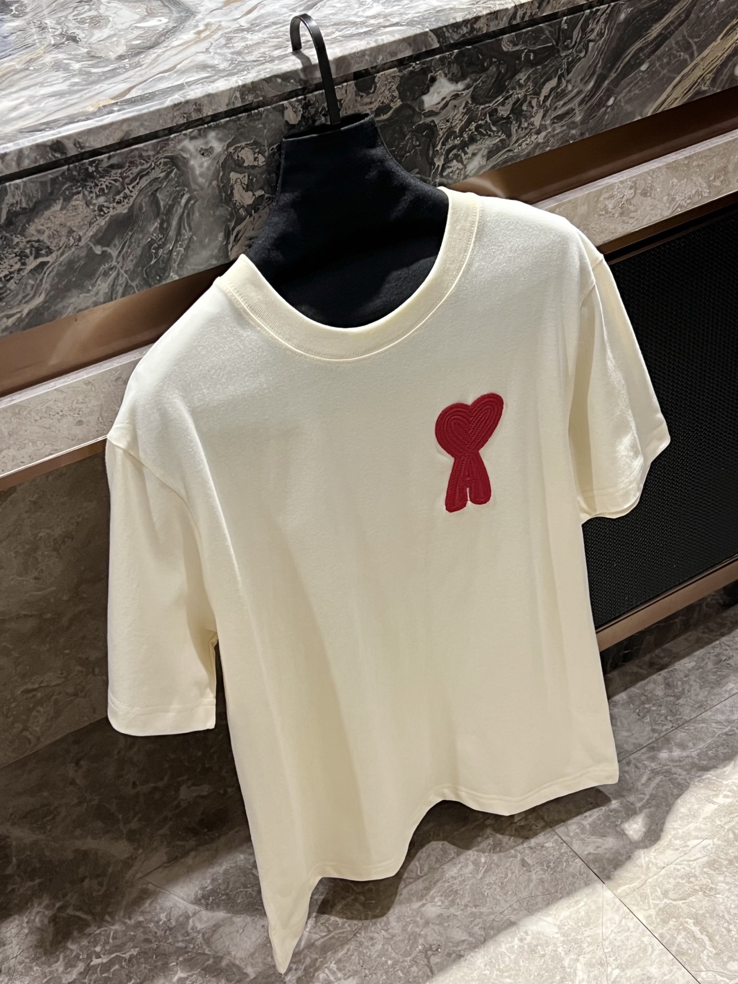 Ami Paris Cream Cotton T-Shirt with Embroidered Logo | Casual Wear 5 i1746926832710 4774 0 0