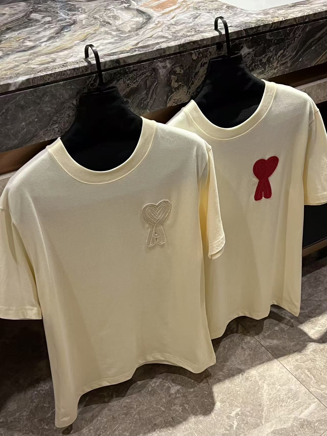 Ami Paris Cream Cotton T-Shirt with Embroidered Logo | Casual Wear 1 i1746926882750 8306 0 0