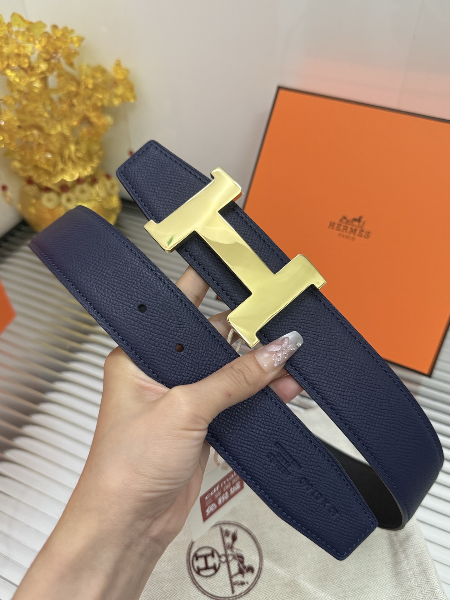 Hermès 代购级 爱马仕 Hermès 小牛皮掌纹
