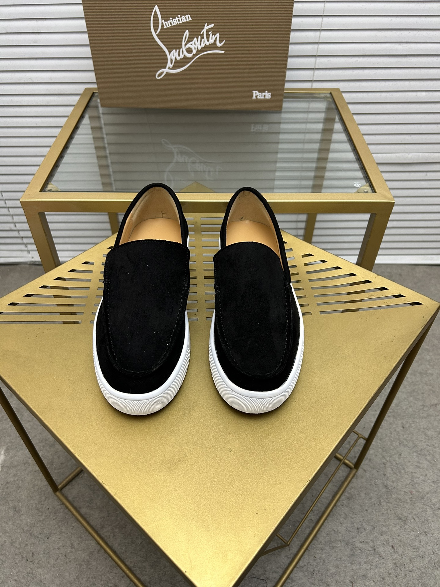 Christian Louboutin Men's Black Suede Casual Loafers Slip-on Sneakers