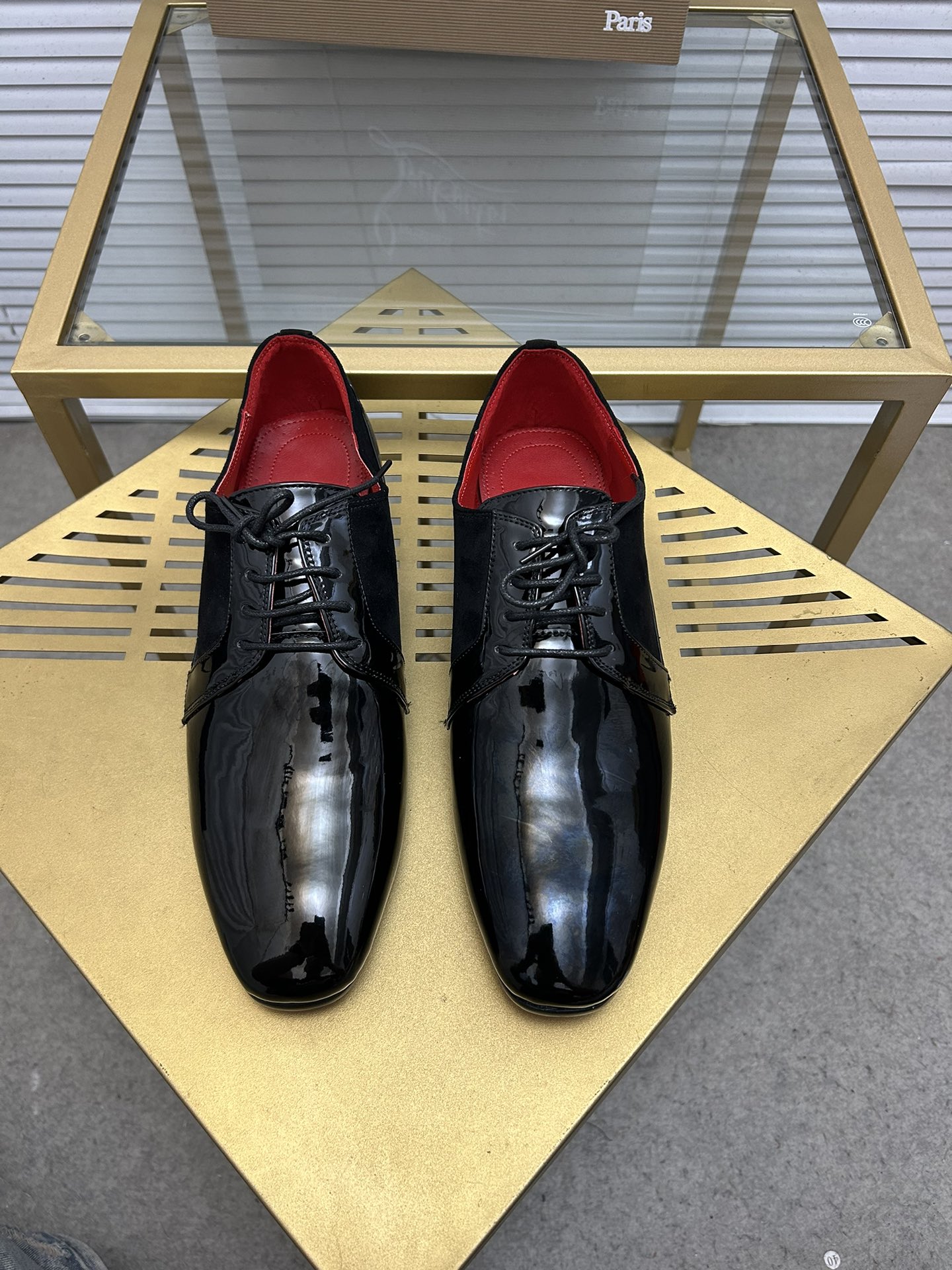 Christian Louboutin Men's Black Leather Lace-Up Dress Shoes