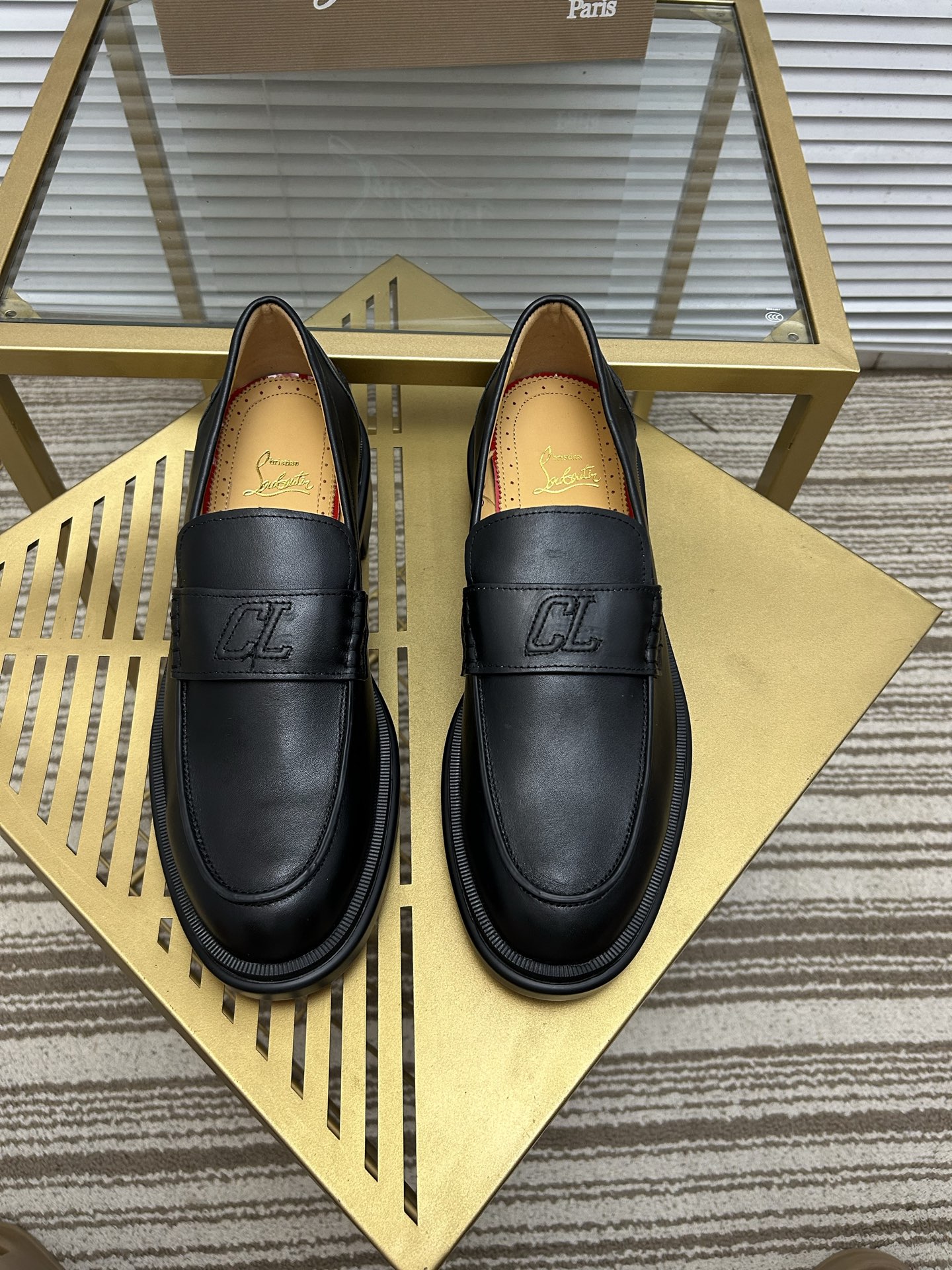 Christian Louboutin CL Black Leather Loafers Comfort Casual Shoes