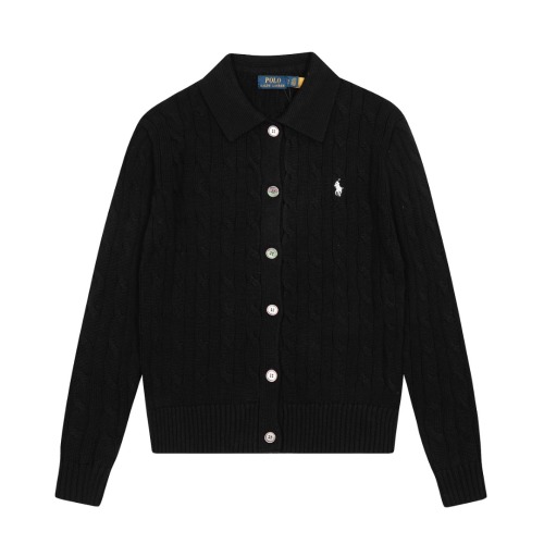 Ralph Lauren Women's Classic Cable Knit Cotton Cardigan Sweater - Embroidered Logo