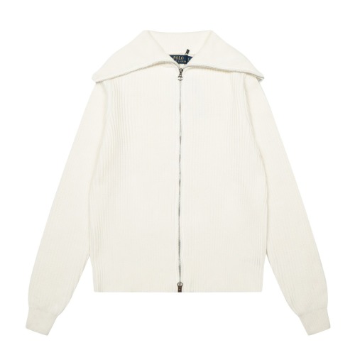 Ralph Lauren Women's Full-Zip Ribbed Knit Cardigan Sweater with Collar 1 Ralph Lauren Women's Full-Zip Ribbed Knit Cardigan Sweater with Collar