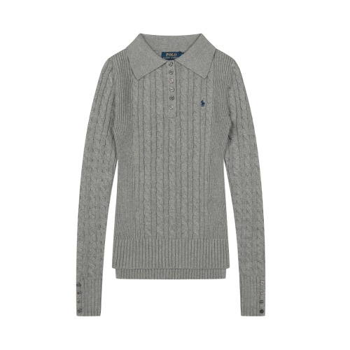 Ralph Lauren Women's Cable-Knit Polo Shirt - Slim Fit, Long Sleeve 1 Ralph Lauren Women’s Cable-Knit Polo Shirt – Slim Fit, Long Sleeve