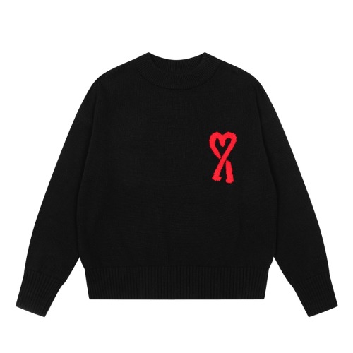 Ami De Coeur Sweater, Embroidered Heart, Crew Neck, Long Sleeve Knitwear 1 Ami De Coeur Sweater, Embroidered Heart, Crew Neck, Long Sleeve Knitwear