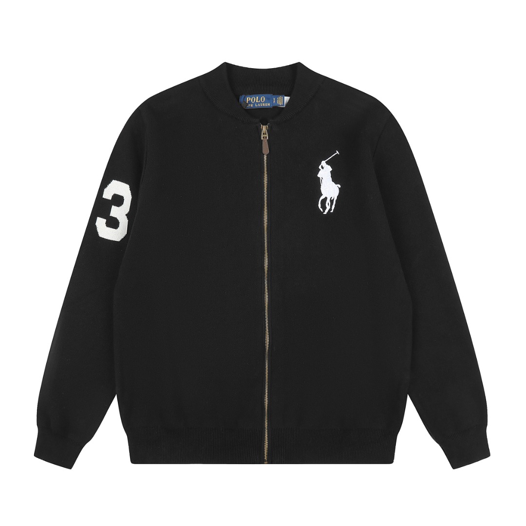 【05501】Ralph Lauren Big Pony Embroidered Zip Knit Jacket