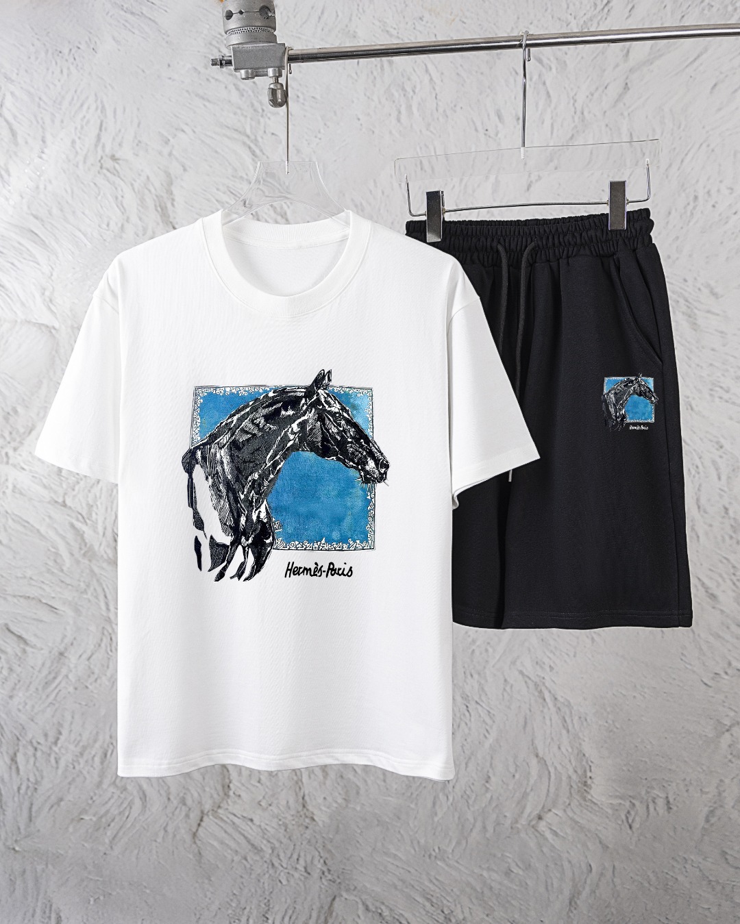 Conjunto de manga corta y pantalones cortos de moda para hombre, nuevo y exclusivo de Hermès, ¡conjunto casual de manga…