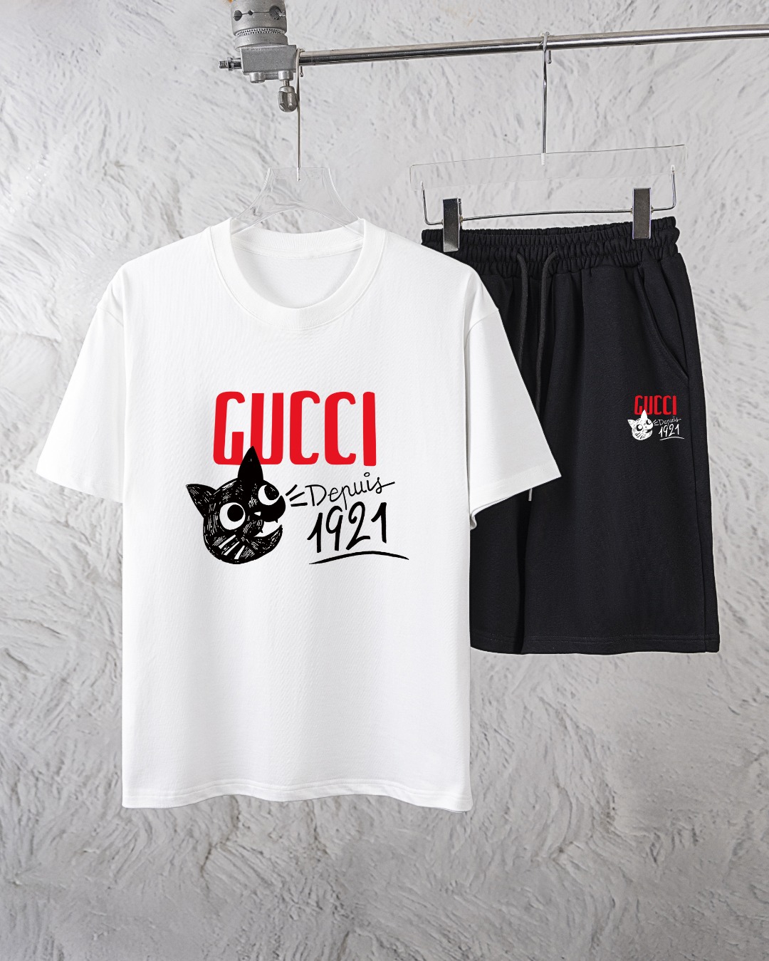 Gucci, nuevo conjunto exclusivo para hombres: camiseta de cuello redondo de manga corta y pantalones cortos, conjunto c…