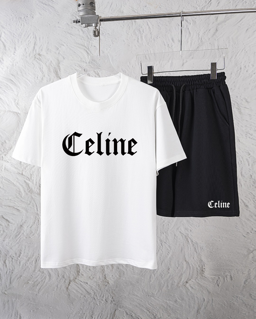 Céline Conjunto exclusivo nuevo para hombres modernos: camiseta de cuello redondo y pantalones cortos, conjunto casual …