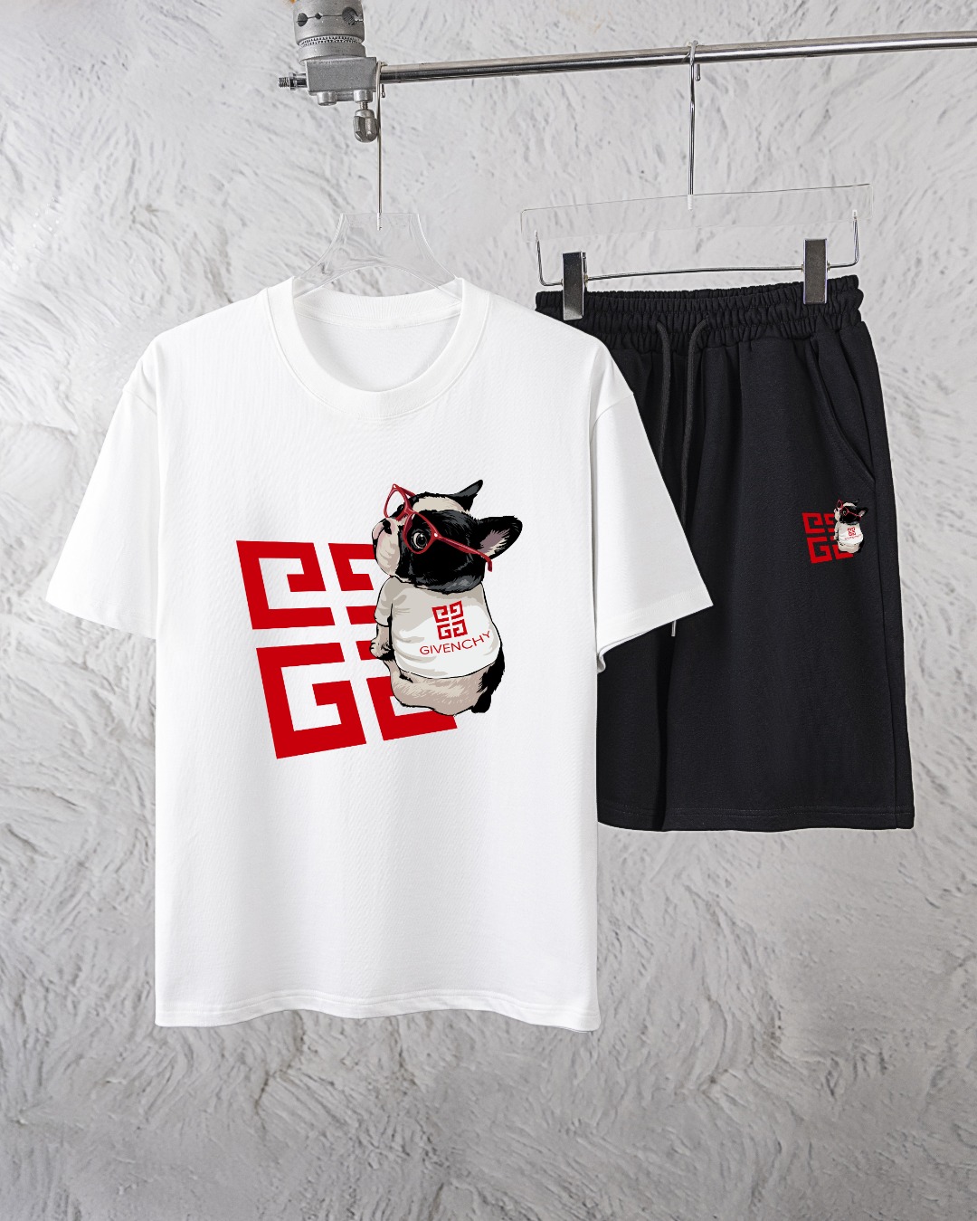 ¡Givenchy ofrece exclusivamente nuevos trajes cortos de manga corta con cuello redondo y moda para hombres, trajes casu…