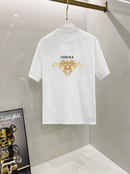 Versace 2025 Spring Round Neck Short Sleeve T-Shirt, White, Cotton 1 Versace 2025 Spring Round Neck Short Sleeve T-Shirt, White, Cotton