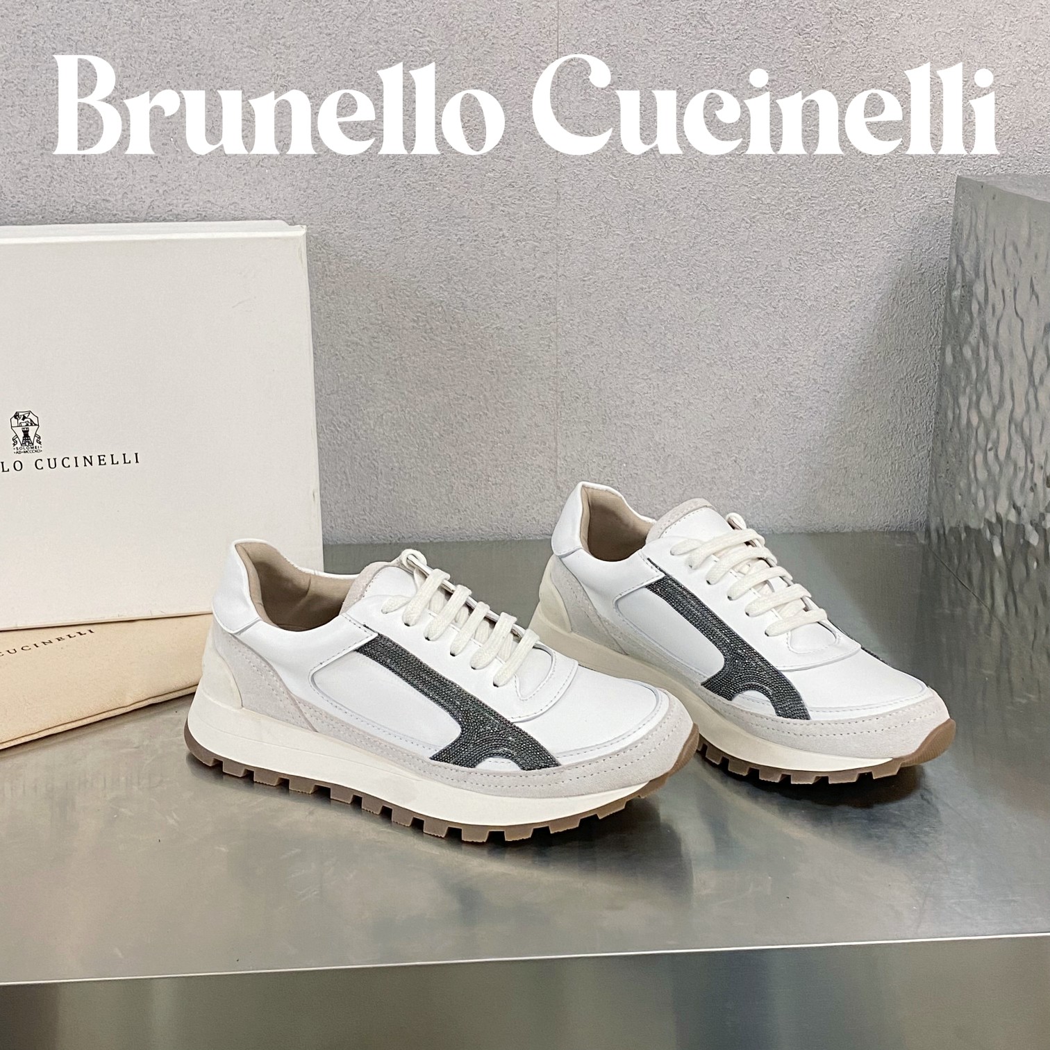 Brunello Cucinelli Scarpe Sneaker Donne Camoscio Cotone Gomma Pantaloni da tuta