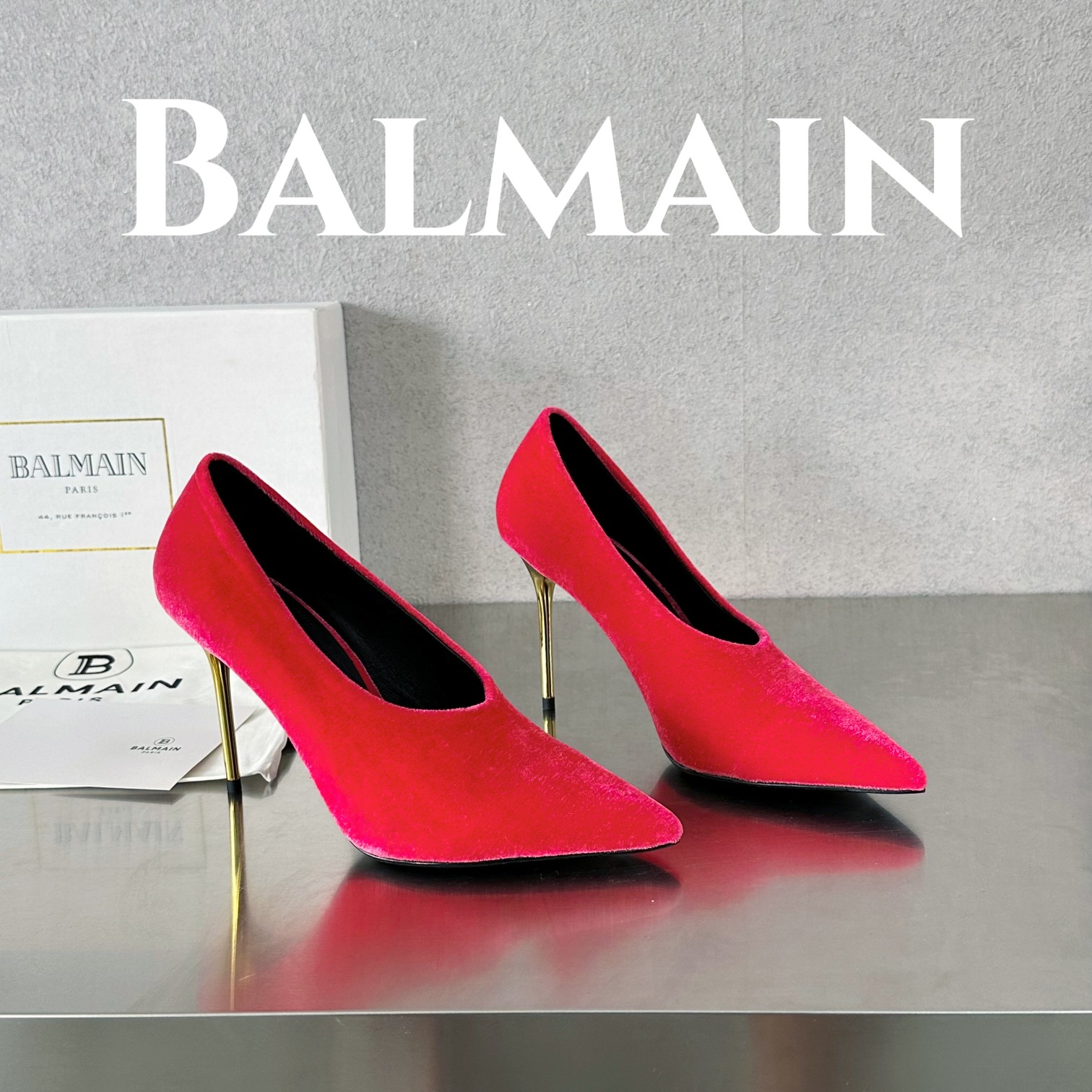 Balmain Scarpe con Tacco Alto Scarpe Mules Pelle bovina Cuoio genuino di pecora Velluto Collezione Primavera/Estate Fashion