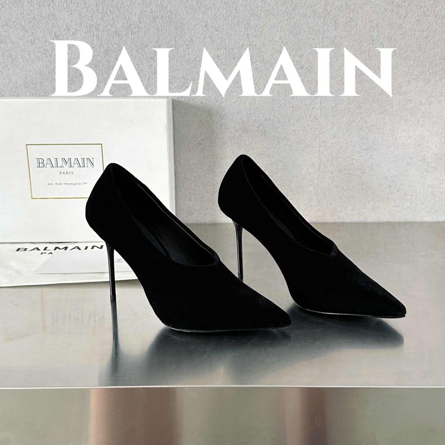 Balmain Scarpe con Tacco Alto Scarpe Mules Pelle bovina Cuoio genuino di pecora Velluto Collezione Primavera/Estate Fashion