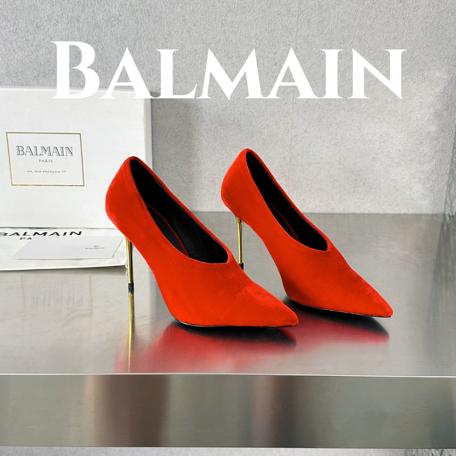 Come trovare il negozio di repliche
 Balmain Scarpe con Tacco Alto Scarpe Mules Pelle bovina Cuoio genuino pecora Velluto Collezione Primavera/Estate Fashion