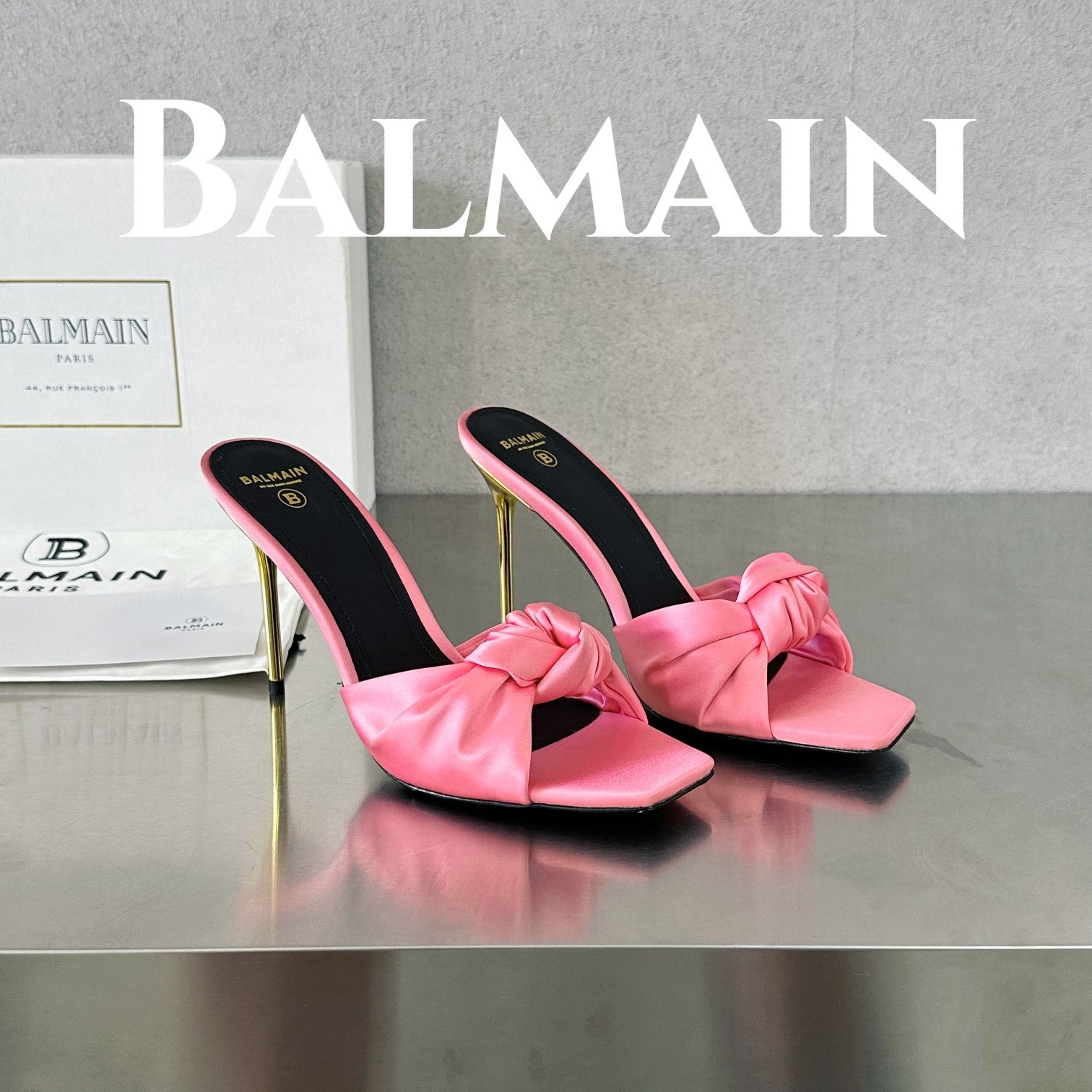 Balmain Scarpe con Tacco Alto Pantofole Pelle bovina Cuoio genuino di pecora Collezione Primavera/Estate Fashion