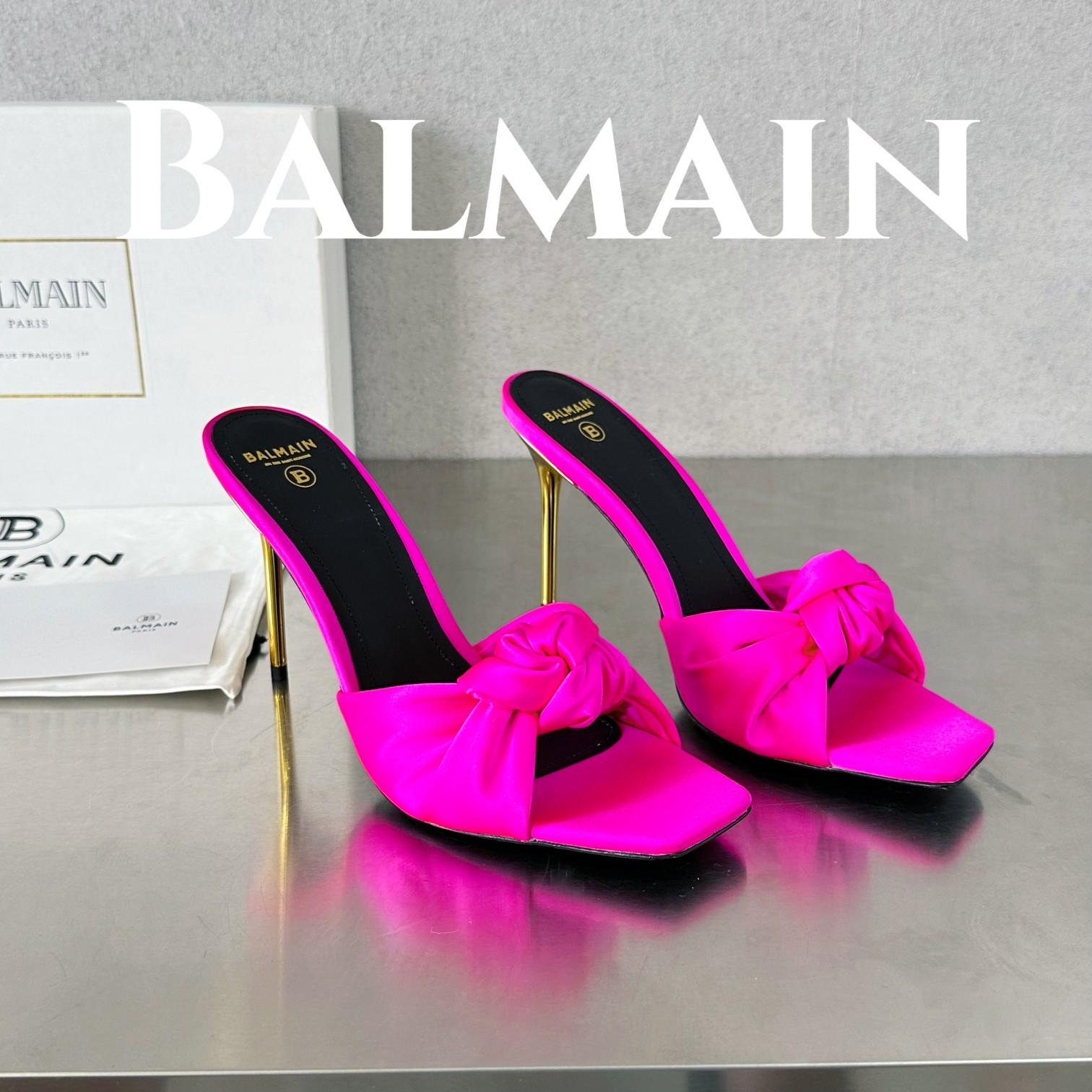 Balmain Scarpe con Tacco Alto Pantofole Pelle bovina Cuoio genuino di pecora Collezione Primavera/Estate Fashion