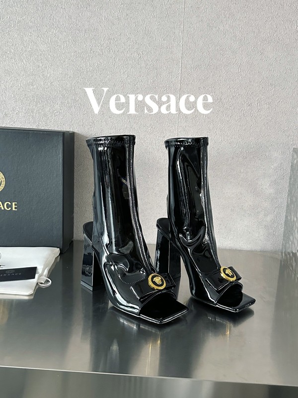 Brand Designer Replica Versace Fake Short Boots Cowhide Goat Skin Sheepskin Medusa