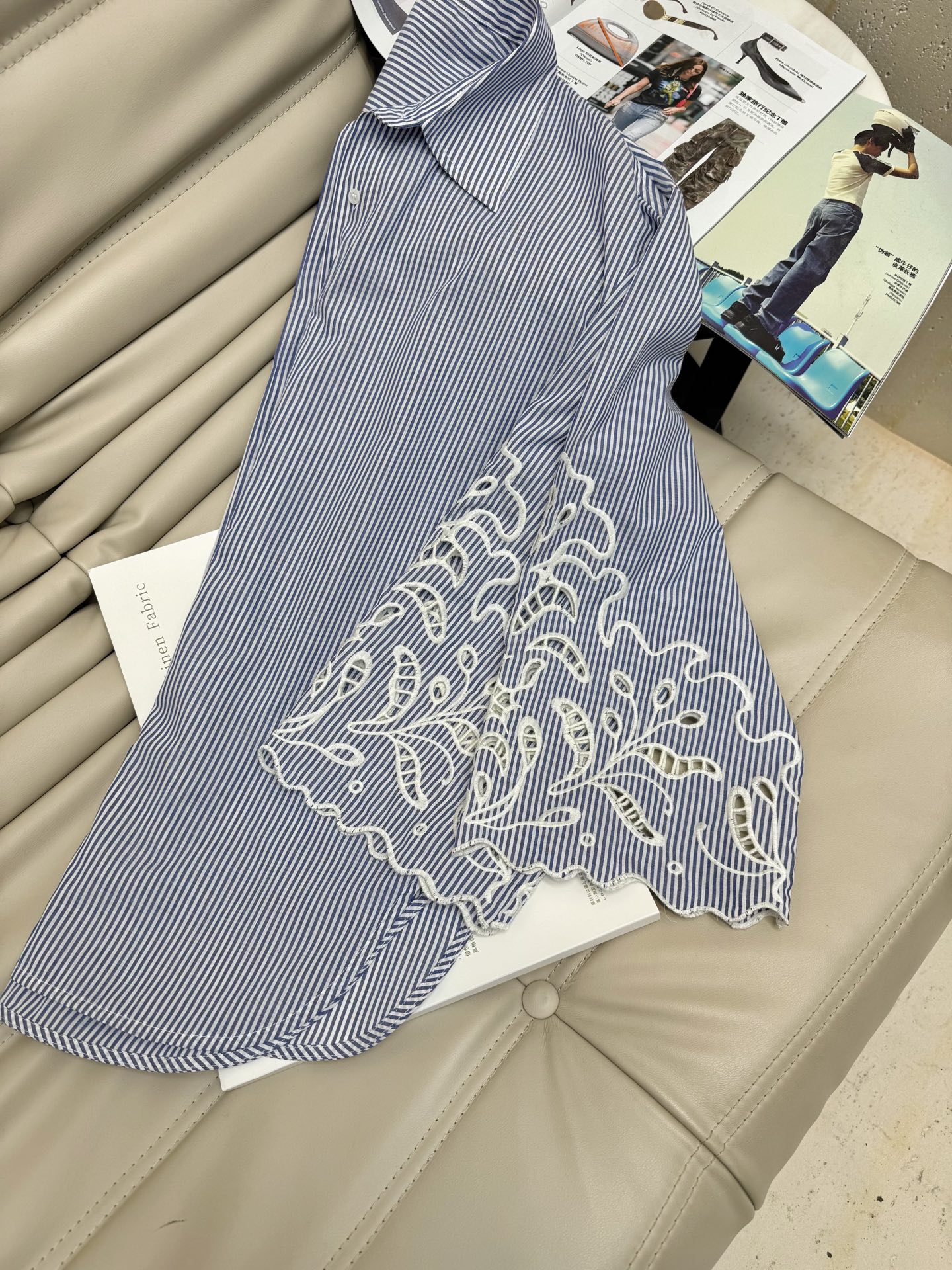 Striped Cotton Shirt & Shorts Set - Elegant Embroidered Design, Women's Fashion 6 i1750505650899 1691 0 4