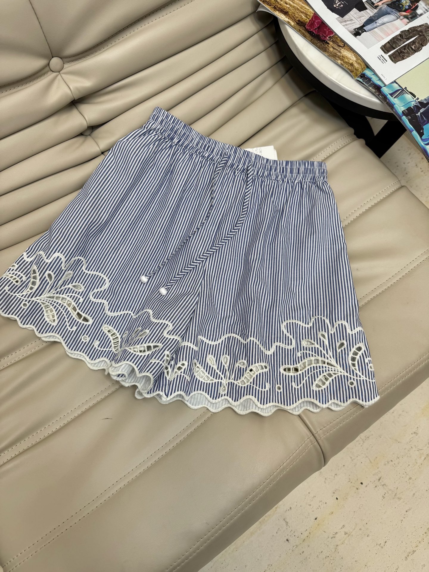 Striped Cotton Shirt & Shorts Set - Elegant Embroidered Design, Women's Fashion 7 i1750505650899 2799 0 5