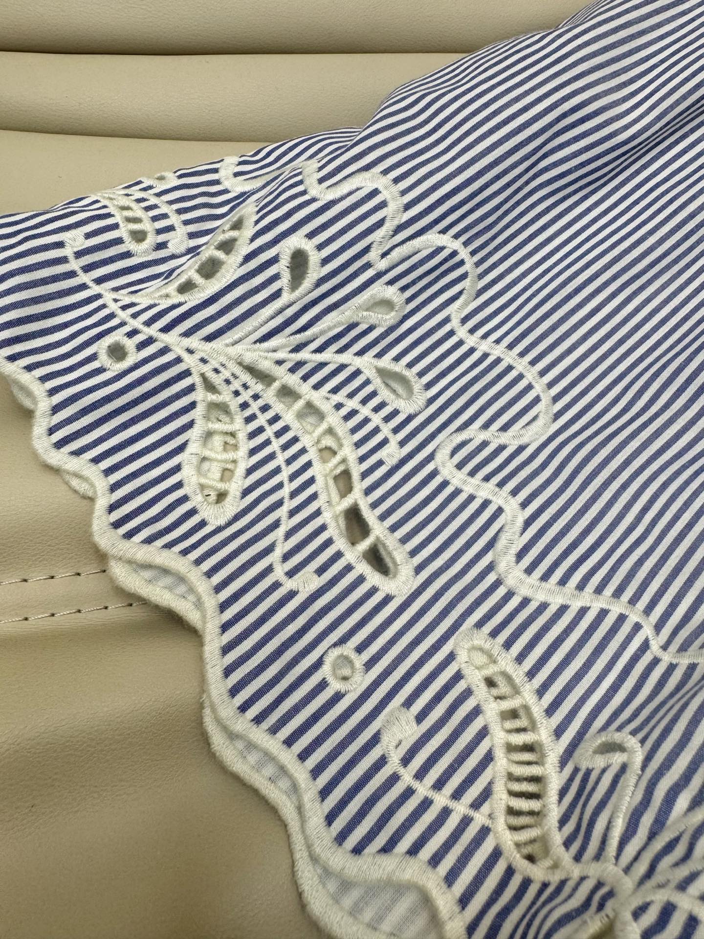 Striped Cotton Shirt & Shorts Set - Elegant Embroidered Design, Women's Fashion 8 i1750505655832 9303 0 6