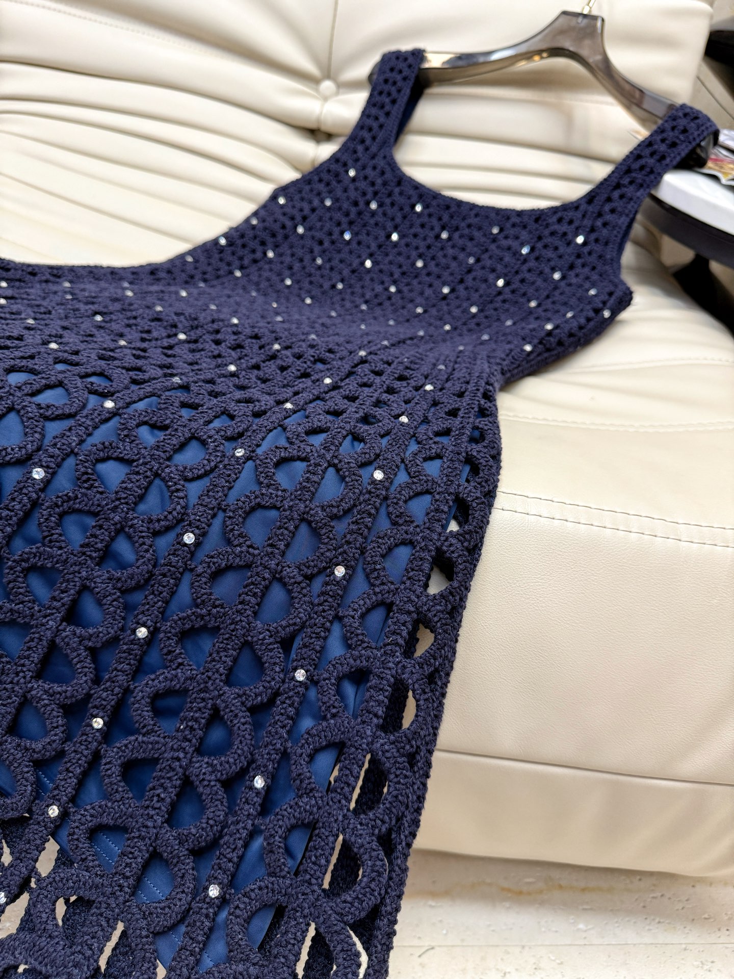 Elegant Blue Knit Slip Dress with Rhinestone Detail - Slim Fit, Spring/Summer 2025 7 i1750763260230 3802 0 5
