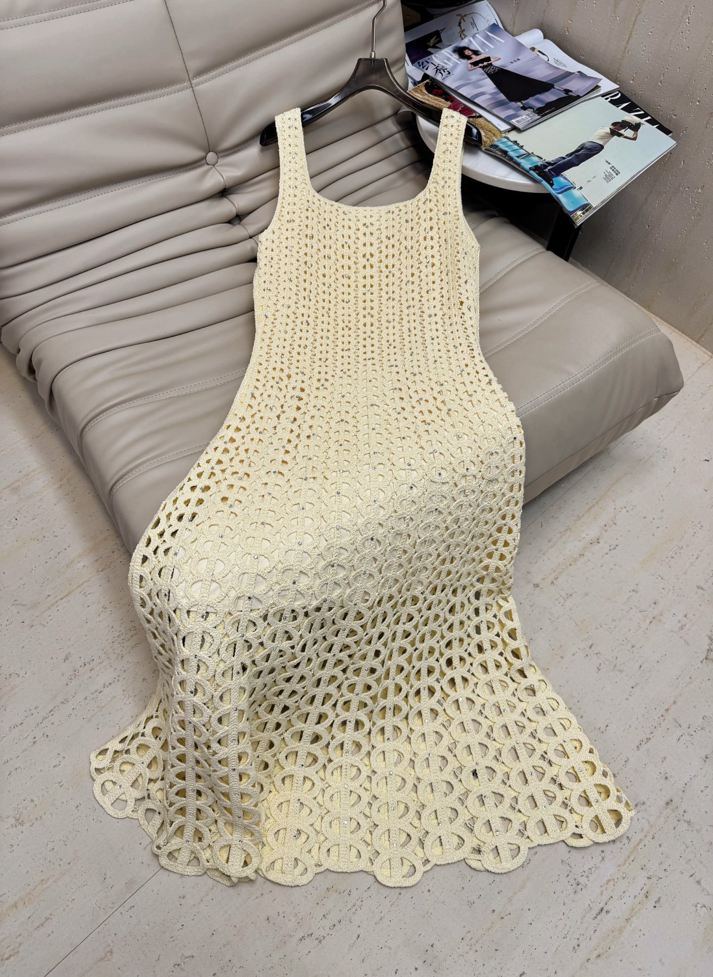 Elegant French Style Knitted Crochet Long Dress with Rhinestone Details 2 i1750763293877 6989 0 0