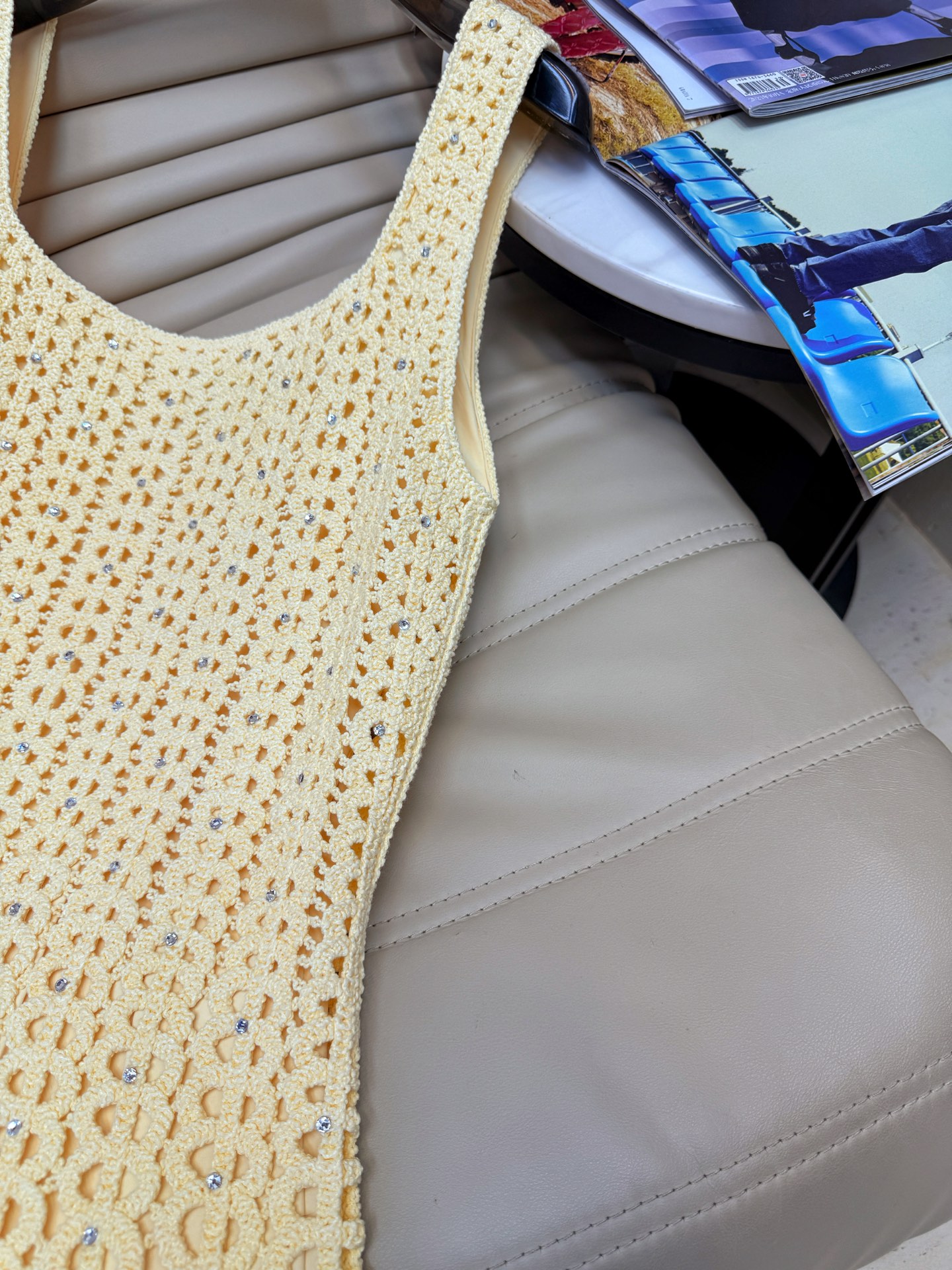 Elegant French Style Knitted Crochet Long Dress with Rhinestone Details 3 i1750763293991 6865 0 1