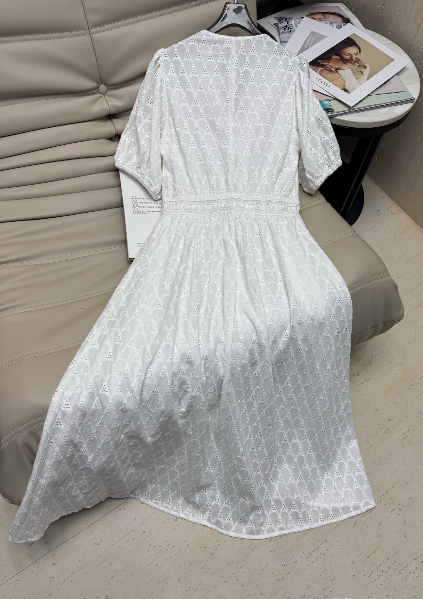 Elegant V-Neck Embroidered Dress with Puff Sleeves 7 i1752232443335 883 0 5